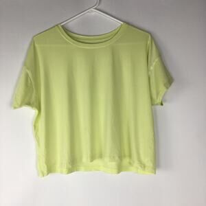 Lululemon Shirt Women Green Neon Cropped Tee Activewear Gym Estimated: Sz 14/16?